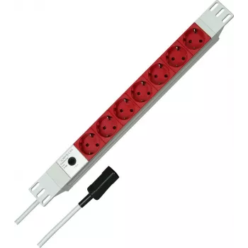 Kopp 19 inch 7-drożna aluminiowa listwa zasilająca PDU z wejściem IEC C14, montaż do szafy 1U, 16 A, gniazda Schuko