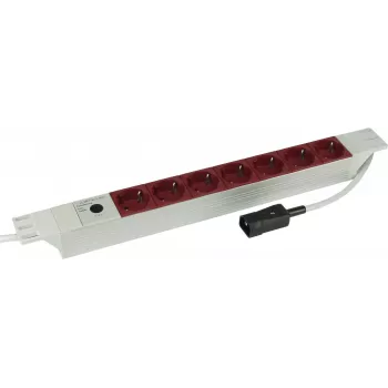 Kopp 19 inch 7-drożna aluminiowa listwa zasilająca PDU z wejściem IEC C14, montaż do szafy 1U, 16 A, gniazda Schuko