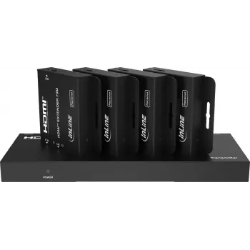 InLine® Rozdzielacz/Przedłużacz wideo, 1x4, Cat.6, HDMI 4K/30Hz, zestaw