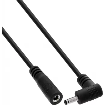 InLine® Przedłużacz DC, wtyk kątowy, 3,5 x 1,35 mm, czarny, 5 m