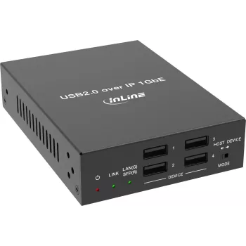 InLine® USB 2.0 Host/Device Extender przez IP, pojedyncze urządzenie, RJ45 / SFP