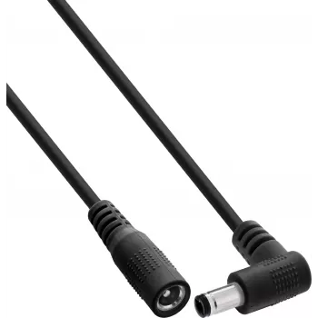Przedłużacz DC InLine® z wtykiem kątowym, 5,5 x 2,5 mm, czarny, 5 m