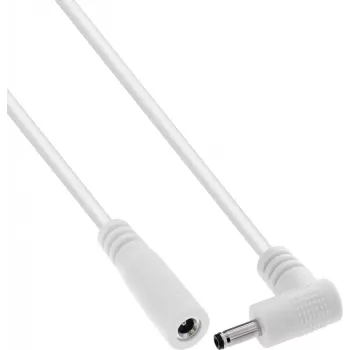 InLine® Przedłużacz DC, wtyk kątowy, 3,5 x 1,35 mm, biały, 2 m