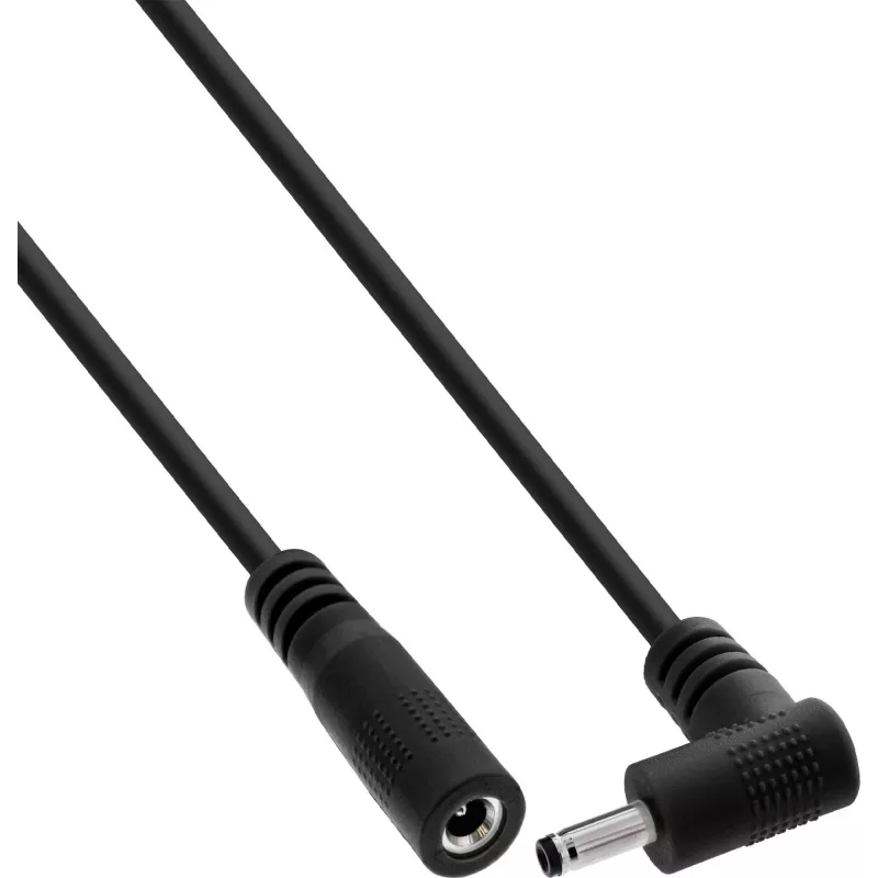 InLine® Przedłużacz DC, wtyk kątowy, 3,5 x 1,35 mm, czarny, 3 m