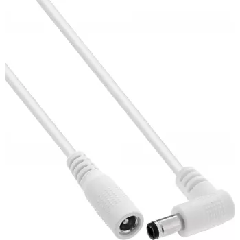 InLine® Przedłużacz DC, wtyk kątowy, 5.5 x 2.1 mm, biały, 3 m