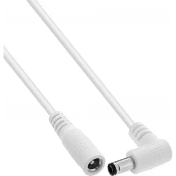InLine® Przedłużacz DC, wtyk kątowy, 5.5 x 2.5 mm, biały, 1 m