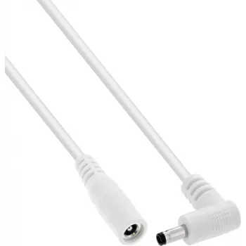 InLine® Przedłużacz DC, wtyk kątowy, 4.0 x 1.7 mm, biały, 1 m