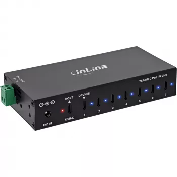 DELOCK InLine® USB 3.2 Gen.1 Industrial Hub, USB-C, 7-Port, z zasilaczem