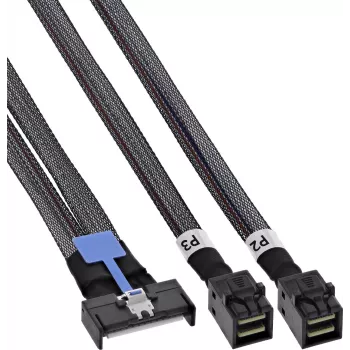InLine® MCIO Kabel, MCIO x8 do 2x MiniSAS-HD SFF-8643, 1 m