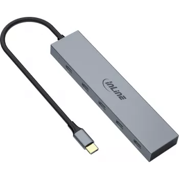 InLine Hub USB-C, 4x USB-C + Power Delivery 100 W, USB 3.2 Gen 2, szary