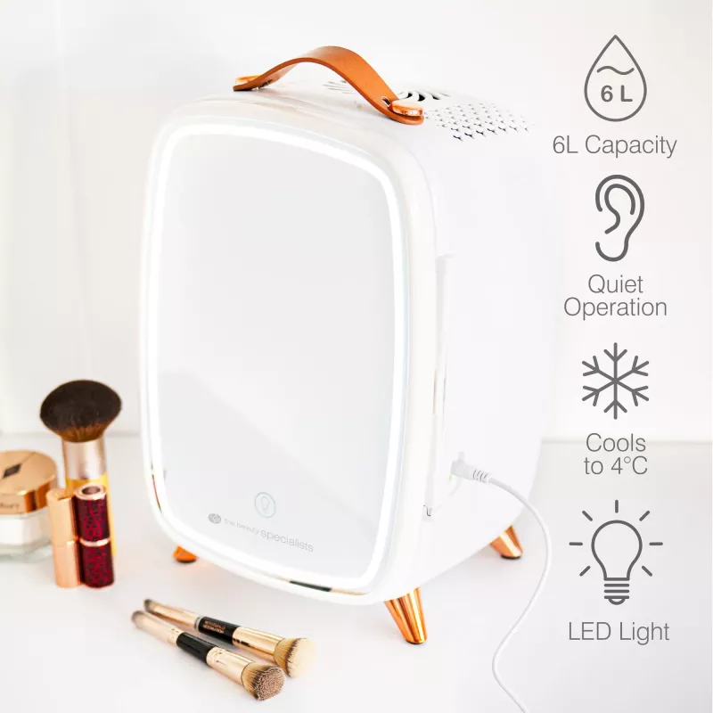 Rio FRBM-EU/1,0 6L Lodówka kosmetyczna Beauty Skincare z lustrem LED Biała