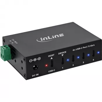 DELOCK InLine® USB 3.2 Gen.1 Hub przemysłowy, USB-C, 4-portowy, z zasilaczem