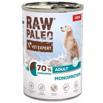 VetExpert Raw Paleo Kangaroo Adult Dog Wet Food 400g Can – Grain-Free Single Protein