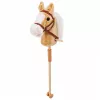 LEAN TOYS Kijek do jazdy konnej z głową konia z odgłosami galopu i rżenia, beżowy, 100 cm