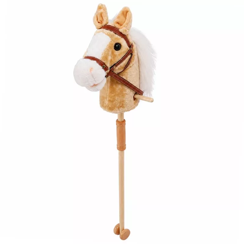 LEAN TOYS Kijek do jazdy konnej z głową konia z odgłosami galopu i rżenia, beżowy, 100 cm