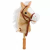 LEAN TOYS Kijek do jazdy konnej z głową konia z odgłosami galopu i rżenia, beżowy, 100 cm
