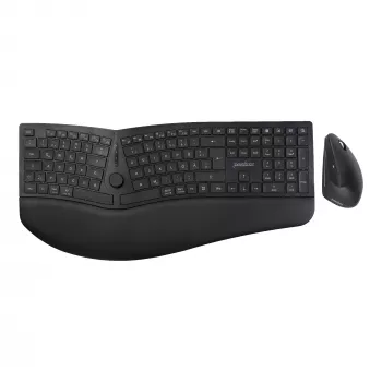 Perixx PERIDUO-614 DE Bezprzewodowy zestaw ergonomicznej klawiatury i myszy, klawiatura podzielona, mysz pionowa, 2,4 GHz, czarny (układ niemiecki)