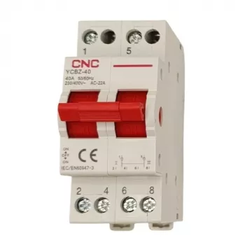 CNC EL240364 Modułowy przełącznik źródeł YCBZ-40, 2-biegunowy, 40 A, 1-0-2, montaż na szynę DIN