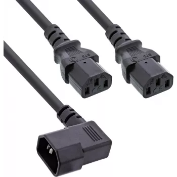 InLine® Przewód zasilający Y, urządzenia chłodnicze, 1x IEC-C14 kątowy do 2x IEC-C13, 1m
