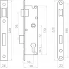 PSG 63.211 L/P Wkładka zamka z zasuwą i ryglem, rewersyjna, listwa czołowa 220 x 22 mm, PZ 72 mm, podziałka 50 mm, stal ocynkowana