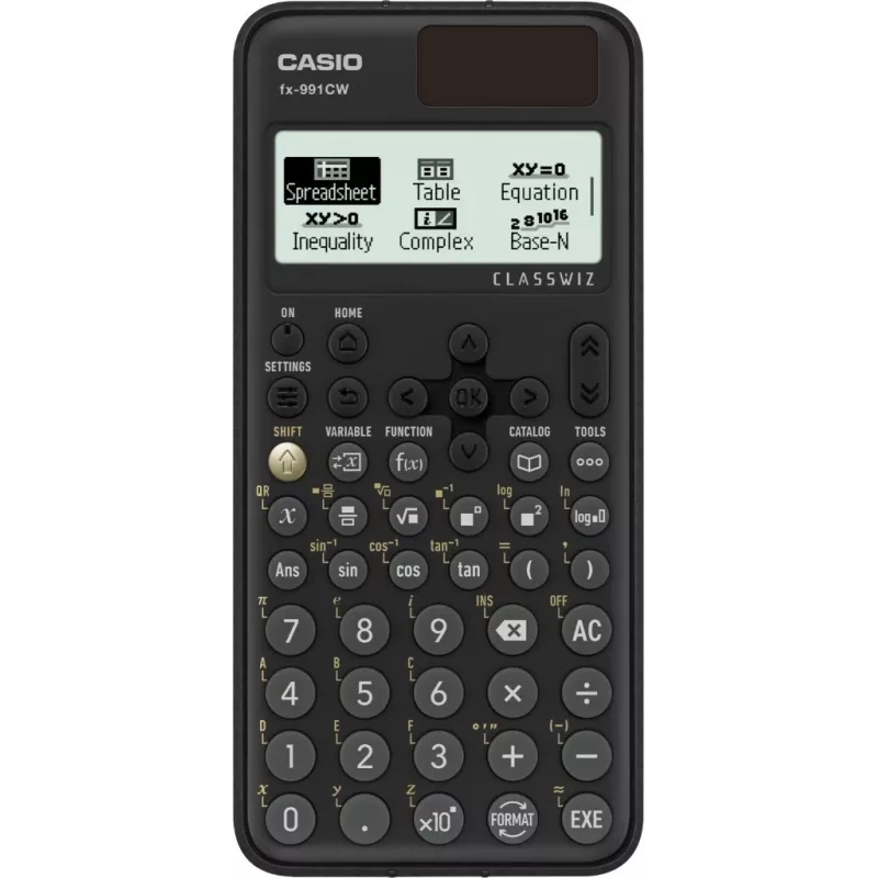 Casio FX-991CW Kalkulator naukowy z wyświetlaczem Natural Textbook Display, ponad 540 funkcji, zasilanie słoneczne i bateryjne, czarny