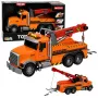 LEAN TOYS Ciężarówka z dźwigiem Pomoc drogowa Hak Światła Dźwięki Pomarańczowa 1:18