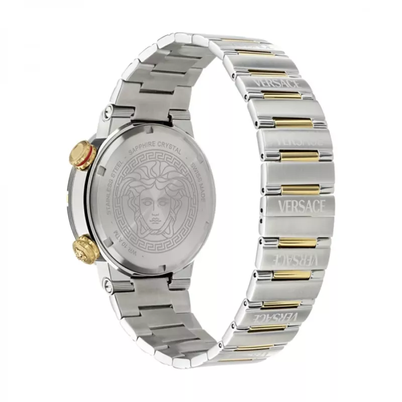 Zegarek męski Versace V-Race Swiss Quartz VE8G00424 43mm Stal nierdzewna Czarna tarcza