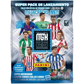 PANINI KOLEKCJA La Liga 2027 Mega Set – Kolekcja kart kolekcjonerskich Adrenalyn XL z 10 boosterami, 4 ekskluzywnymi kartami, albumem i kodem online