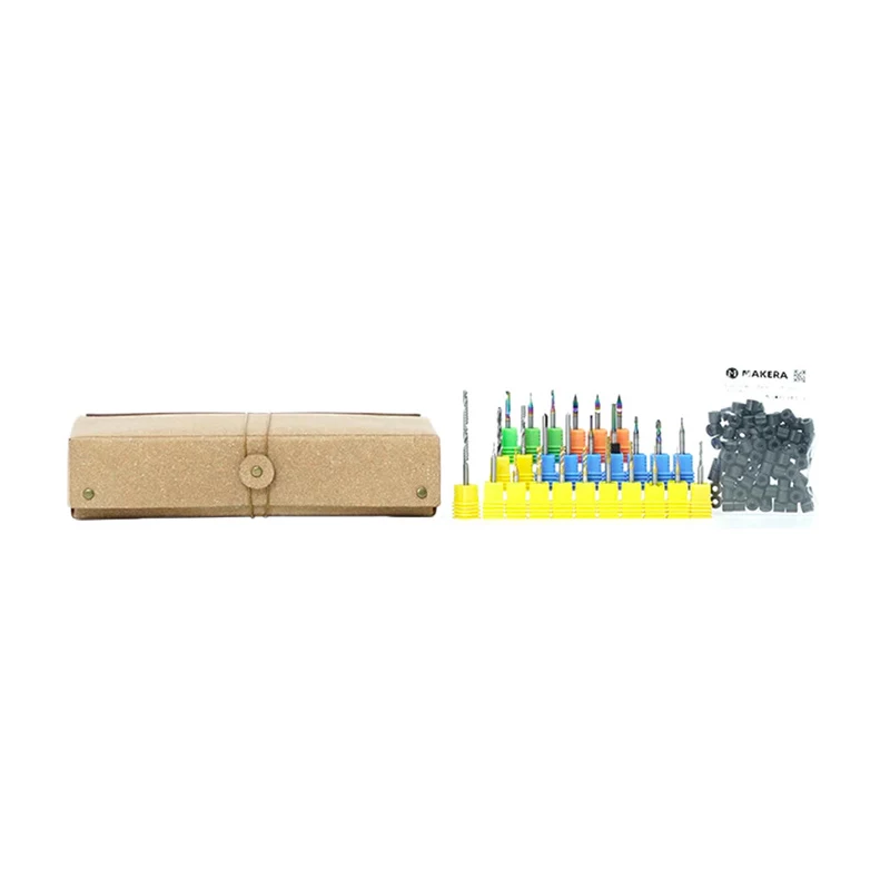 MAKERA Carvera Essential Extended Zestaw frezów routerowych (52 szt.) – lite węglikowe frezy CNC, trzpienie 1/8 inch i 1/4 inch, różne typy do drewna, tworzyw sztucznych, aluminium, PCB