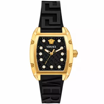 Zegarek damski Versace V-Chrono Swiss Quartz Chronograph 45mm czarna tarcza, skórzany pasek VE8K00624
