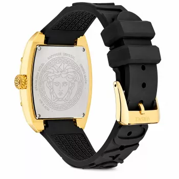 Zegarek damski Versace V-Chrono Swiss Quartz Chronograph 45mm czarna tarcza, skórzany pasek VE8K00624