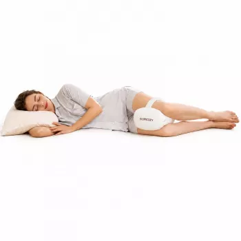 Momcozy EP001 Ergonomiczna poduszka pod kolana z pianki memory foam dla śpiących na boku, kremowo-biała