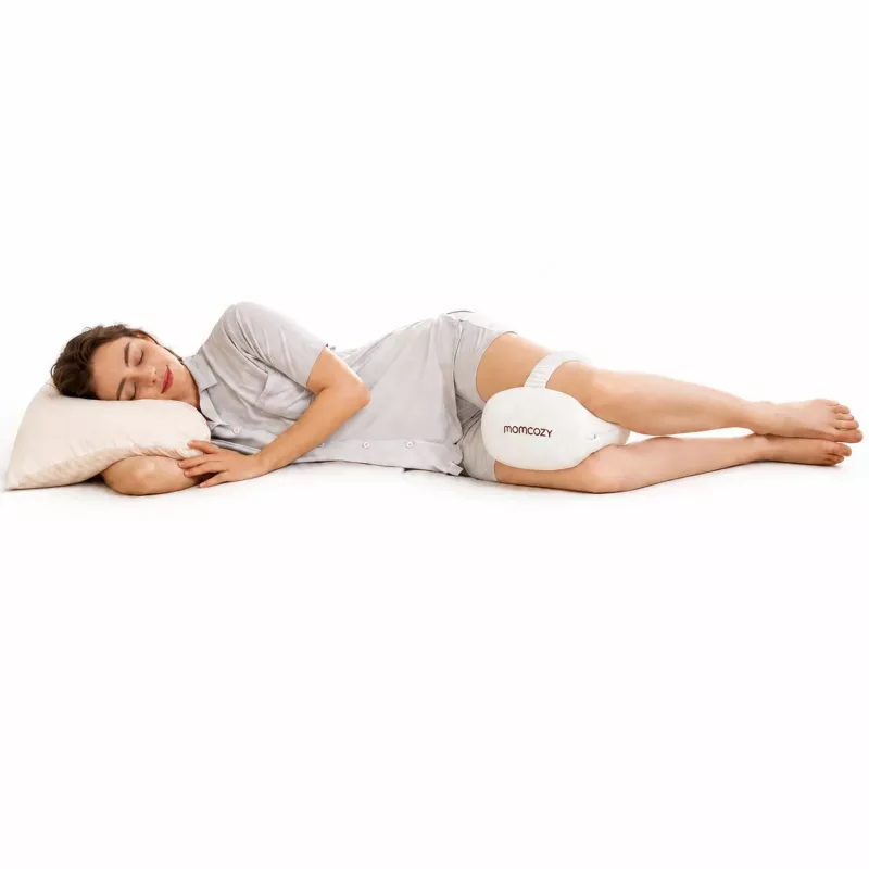 Momcozy EP001 Ergonomiczna poduszka pod kolana z pianki memory foam dla śpiących na boku, kremowo-biała