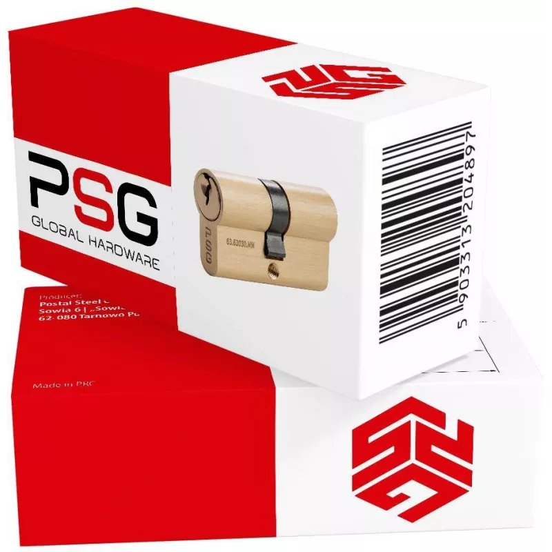 PSG 63.63030.MM Mosiężny zamek bębenkowy dwustronny w standardzie Euro 30/30 mm