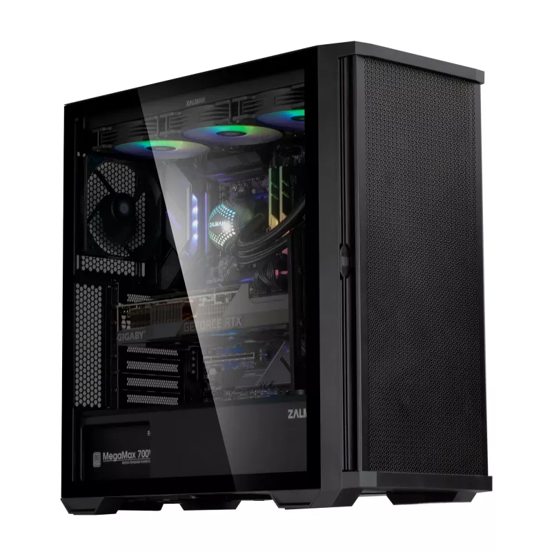 Zalman Z10 ATX Mid Tower Obudowa, Czarna, Szkło hartowane, 4x Wentylatory ARGB