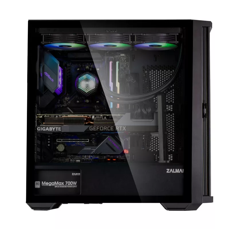 Zalman Z10 ATX Mid Tower Obudowa, Czarna, Szkło hartowane, 4x Wentylatory ARGB