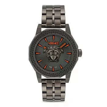 Zegarek męski Versace V-Race GMT Alarm VE9I00524 43mm Stal nierdzewna Czarna tarcza
