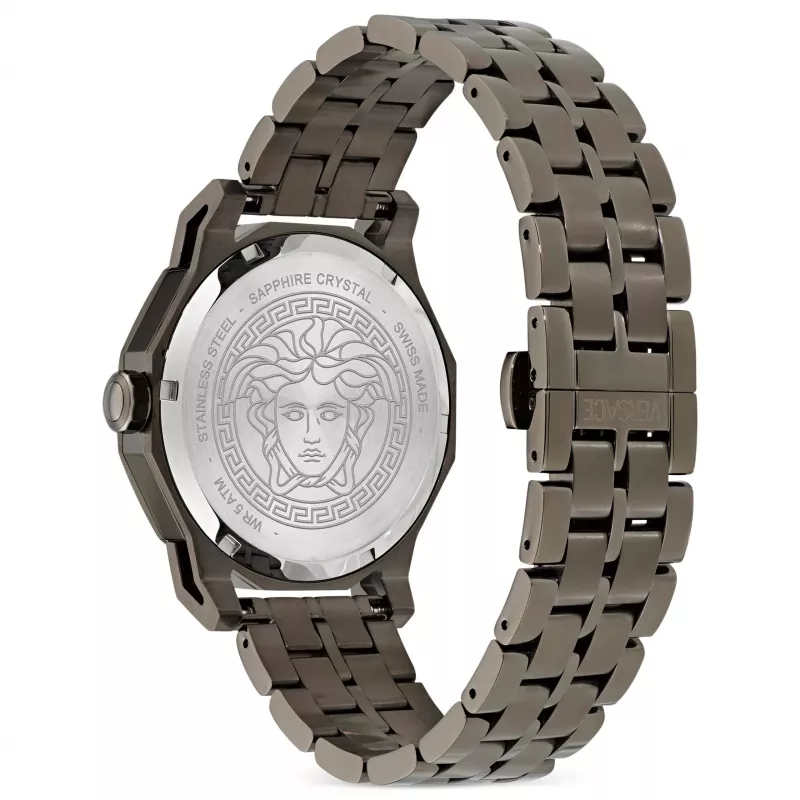 Zegarek męski Versace V-Race GMT Alarm VE9I00524 43mm Stal nierdzewna Czarna tarcza