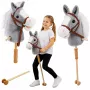 LEAN TOYS Kijek do jazdy konnej Hobby Horse Głowa konia Galop Rżenie Szary 100 cm