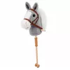 LEAN TOYS Kijek do jazdy konnej Hobby Horse Głowa konia Galop Rżenie Szary 100 cm
