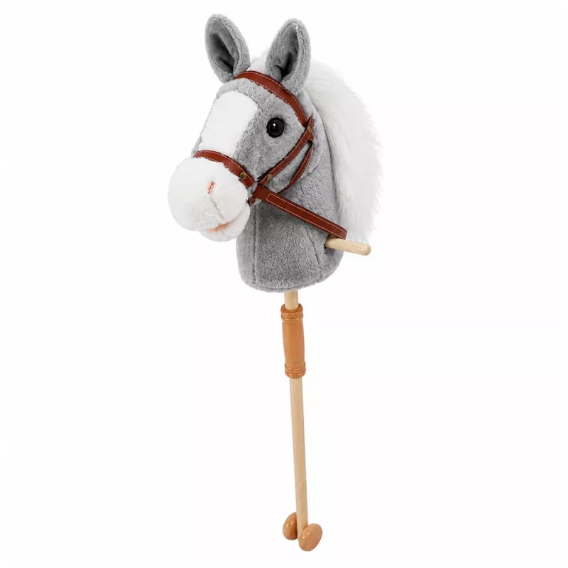 LEAN TOYS Kijek do jazdy konnej Hobby Horse Głowa konia Galop Rżenie Szary 100 cm
