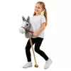 LEAN TOYS Kijek do jazdy konnej Hobby Horse Głowa konia Galop Rżenie Szary 100 cm