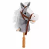 LEAN TOYS Kijek do jazdy konnej Hobby Horse Głowa konia Galop Rżenie Szary 100 cm