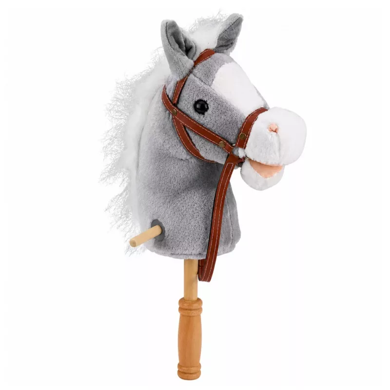 LEAN TOYS Kijek do jazdy konnej Hobby Horse Głowa konia Galop Rżenie Szary 100 cm