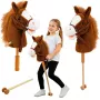 LEAN TOYS Hobby Horse Kij do jazdy konnej z odgłosami galopu i rżenia, brązowy, 100 cm