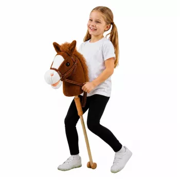 LEAN TOYS Hobby Horse Kij do jazdy konnej z odgłosami galopu i rżenia, brązowy, 100 cm