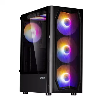 Zalman N4 Rev.1 Mid-Tower ATX Case z 6 wentylatorami ARGB, hartowane szkło, czarny