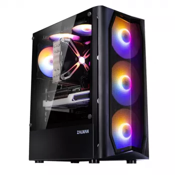 Zalman N4 Rev.1 Mid-Tower ATX Case z 6 wentylatorami ARGB, hartowane szkło, czarny