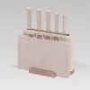 MEO MR-1412-BEIGE MAESTRO Zestaw noży z deskami do krojenia i stojakiem, 5 noży, 2 deski, beżowy