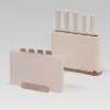 MEO MR-1412-BEIGE MAESTRO Zestaw noży z deskami do krojenia i stojakiem, 5 noży, 2 deski, beżowy